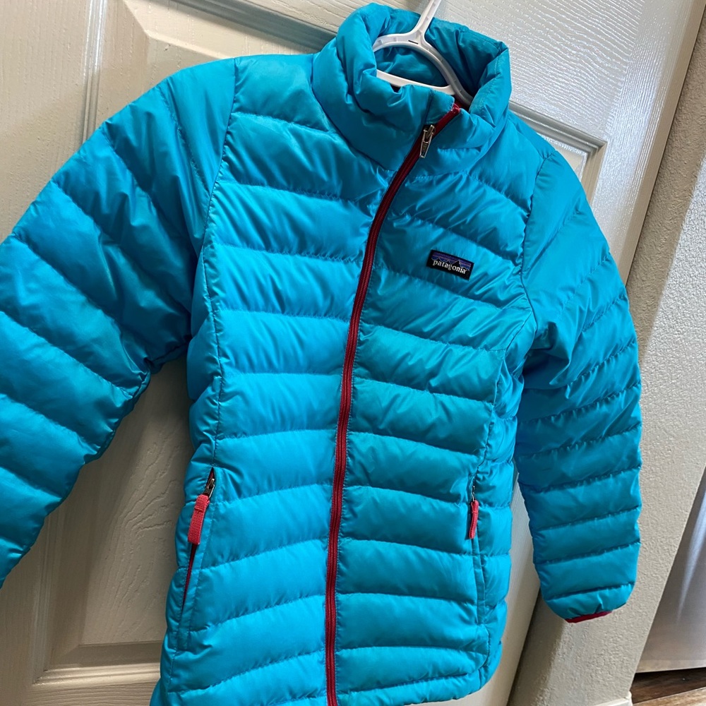 Nearly new! Kids Patagonia Coat - turquoise and pink